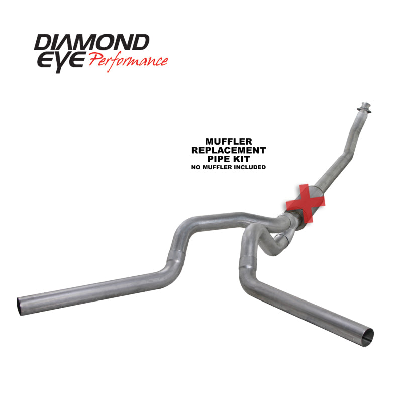 Diamond Eye KIT 4in TB MFLR RPLCMENT PIPE DUAL AL: 94-02 DODGE CUMMINS 5.9L