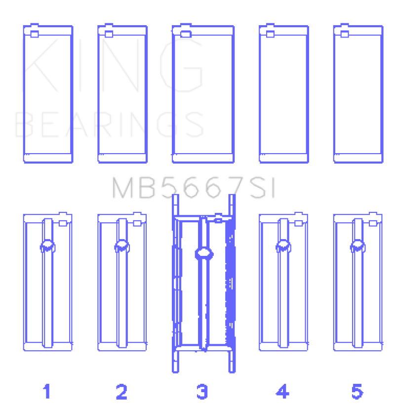 King Mini W10B16A/W11B16A (Size STD) Silicon Bi-Metal Aluminum Main Bearing Set