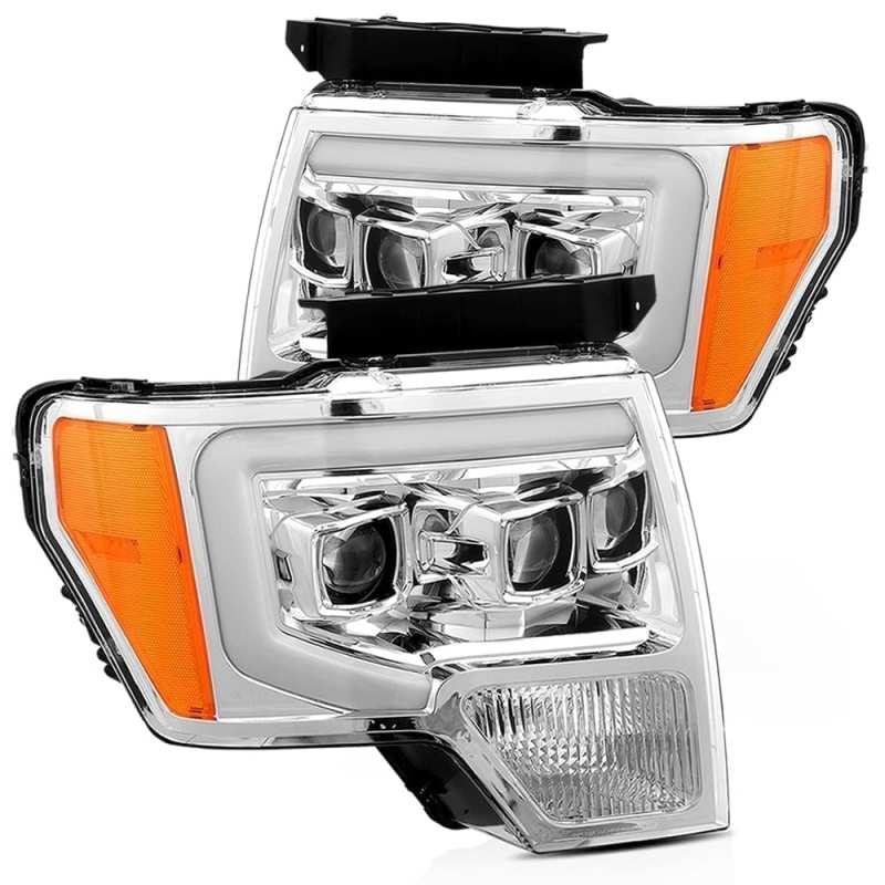 AlphaRex LUXX LED Projector Headlights Plank Style Chrome for 09-14 Ford F-150 880178