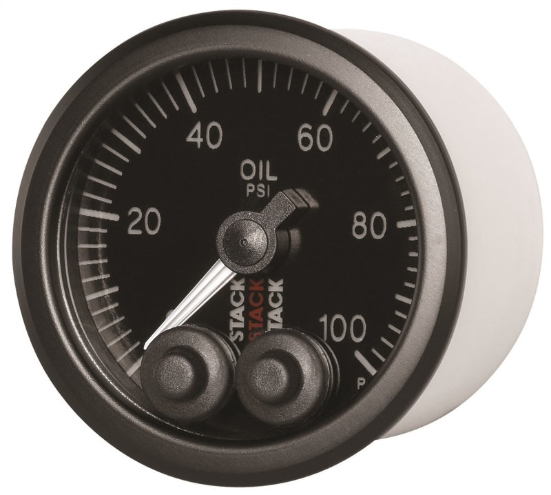 Autometer Black Pro Control 52mm 0-100 PSI 1/8" NPTF Male Stepper Motor Oil Pressure Gauge - ST3502