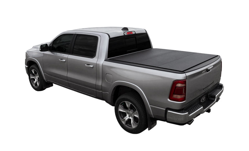 Access LOMAX Alum Tri-Fold Cover w/Split Rails BK Urethane Finish 19-20 Dodge Ram-5ft 7in w/o RamBox