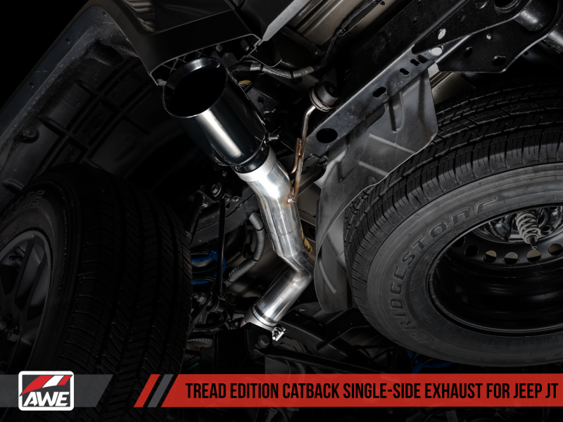 AWE Tuning Diamond Black Tip Tread Edition Cat-Back Single Side Exhaust For Jeep JT 3.6L 3015-23103