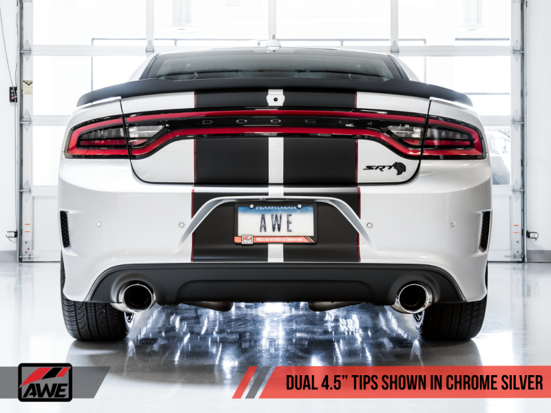 AWE Tuning Non-Resonated Touring Edition Exhaust Silver Tips for Dodge Charger 6.4L/6.2L SC 3020-32056