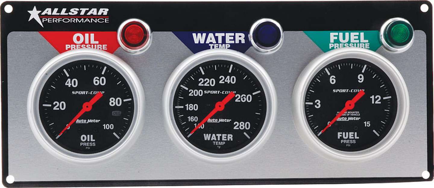 Allstar Performance 3 Gauge Panel A/M OP/WT/FP Sport-Comp - ALL80113