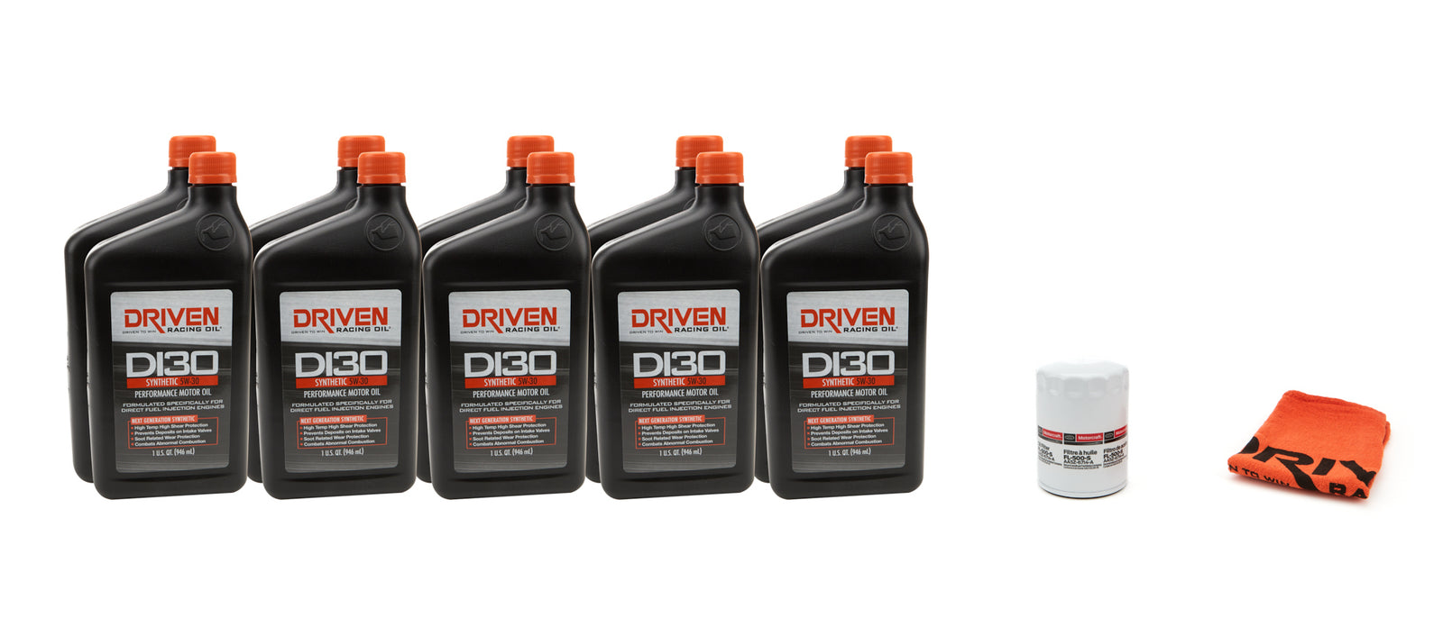 DRIVEN RACING OIL 5w30 Oil Change Kit 18- 22 Mustang GT 5.0L 10Qt.