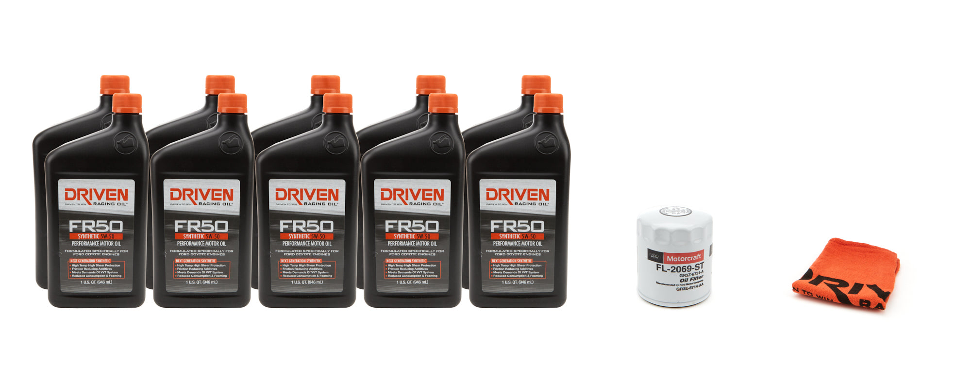 DRIVEN RACING OIL 5w50 Oil Change Kit 2015 Mustang GT350 5.2L 10Qt.