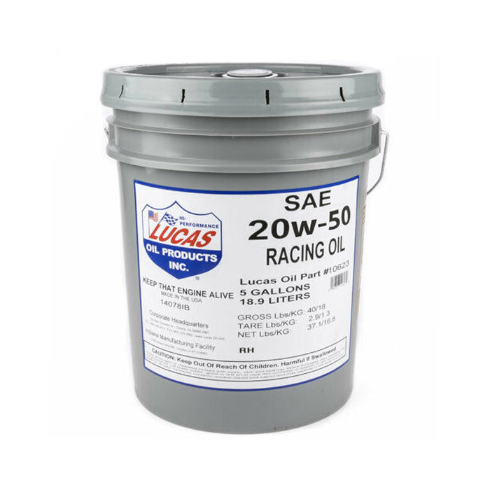 LUCAS OIL SAE 20W-50 Racing Motor Oil (5 Gallon Bucket) 10623