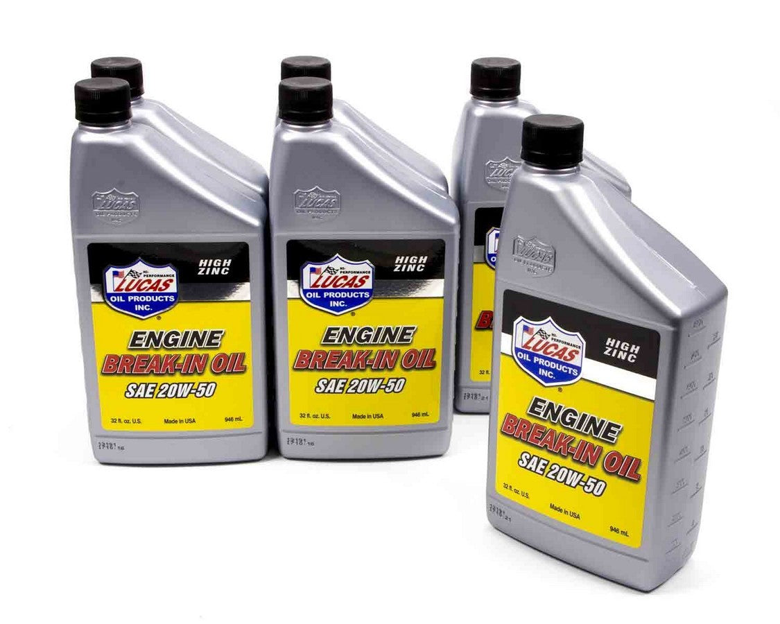 LUCAS OIL SAE 20W50 Engine Break-In Oil (Set of 6 x 1 Qt. Bottle) 10635