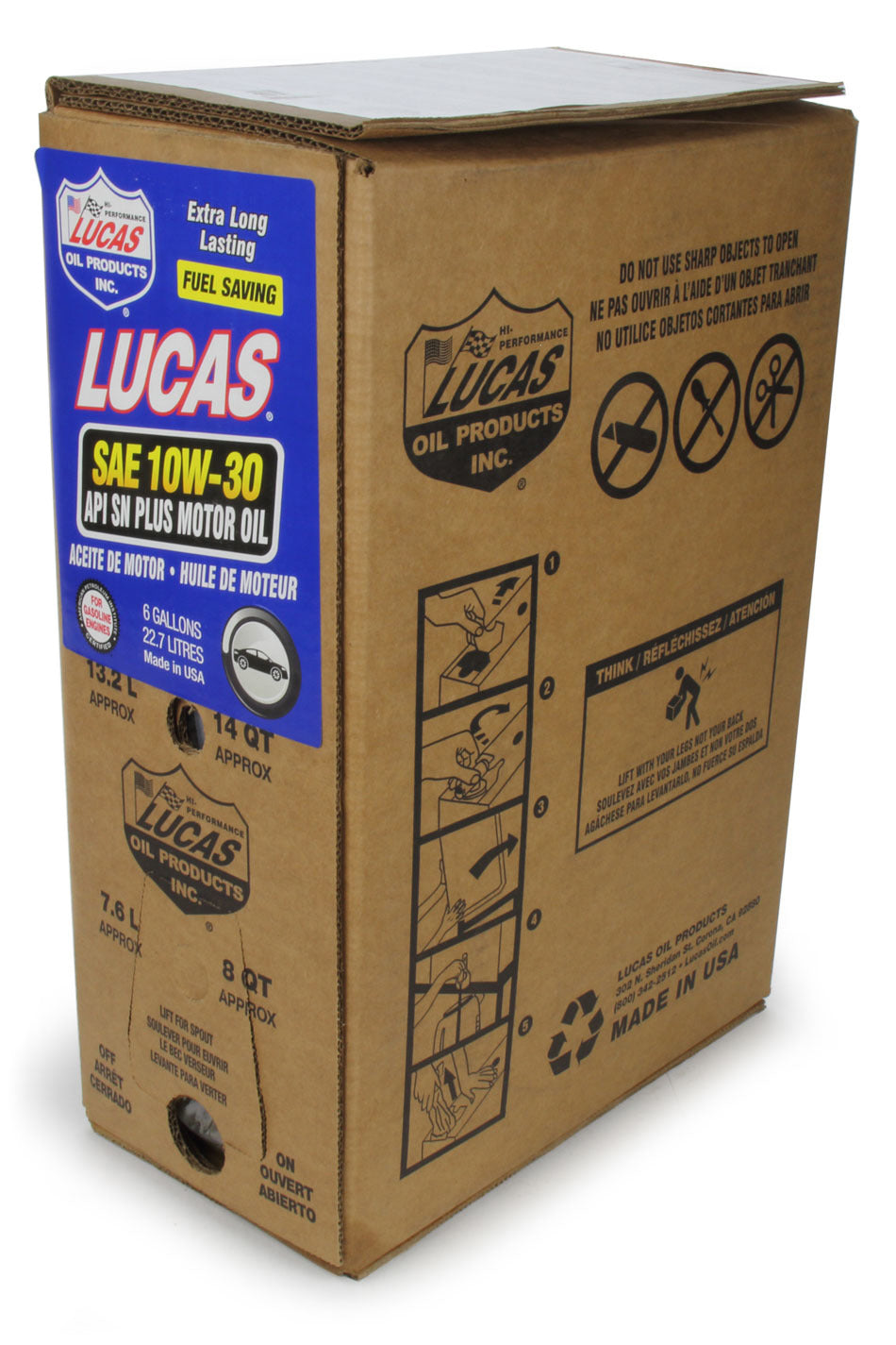 LUCAS OIL SAE 10W30 API SN Plus Motor Oil (6 Gallon Bag In Box) 18002