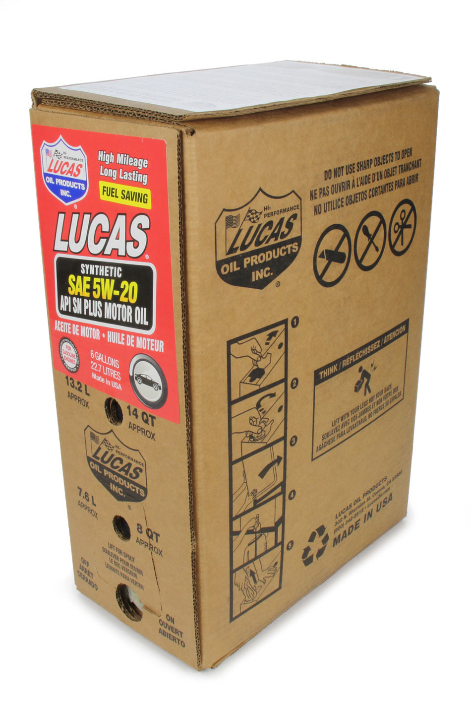 LUCAS OIL SAE 5W20 Fuel Saving Synthetic Engine Oil (6 Gallon Bag In Box) 18004