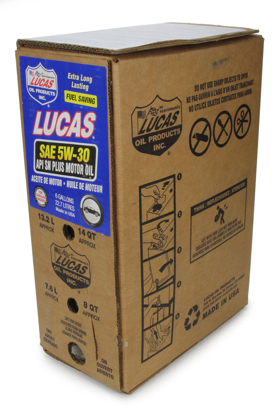 LUCAS OIL SAE 5W30 API SN Plus Fuel Saving Motor Oil (6 Gallon Bag In Box) 18010