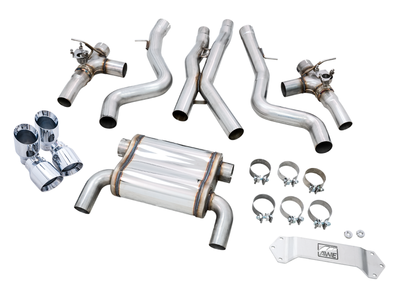 AWE Tuning Track Edition Catback Exhaust - Diamond Black Tips for BMW F8X M3/M4 3020-43087