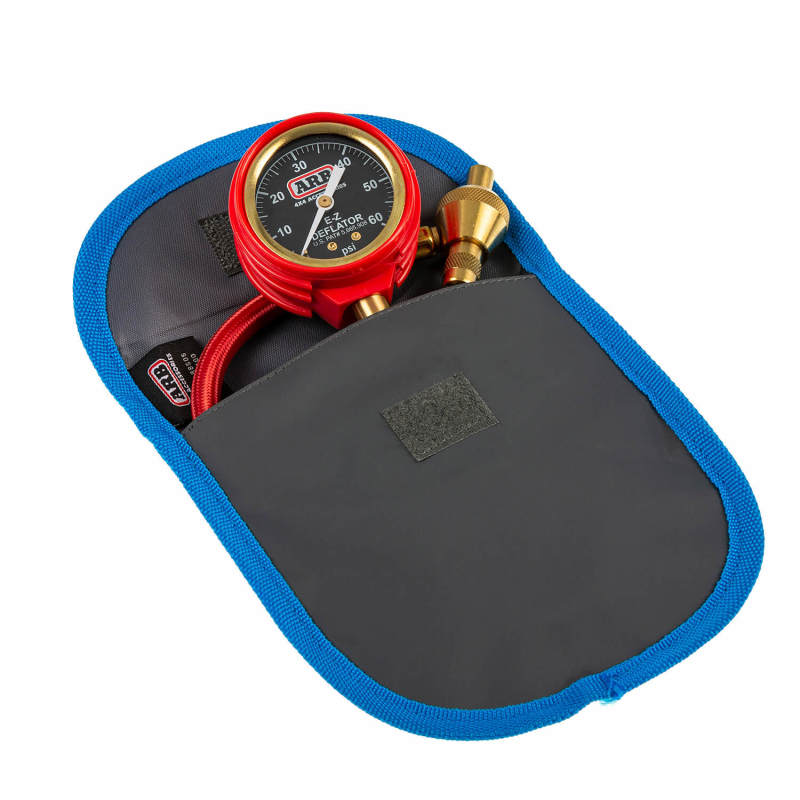 ARB E-Z Deflator Kit, Tire Deflator, Psi Gauge (Brass), Canvas Pouch ARB505