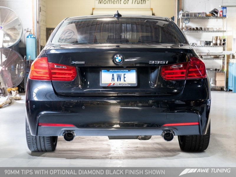 AWE Tuning Touring Edition Axle Back Exhaust For BMWF3X 335i/435i-90mmChrome Silver Tips 3010-32024