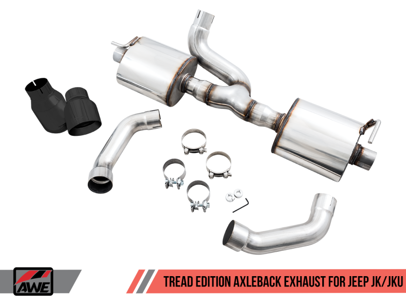 AWE Tuning Tread Edition Axleback Dual Exhaust w/Diamond Black Tips For 18+Jeep WranglerJL/JLU 3015-33001