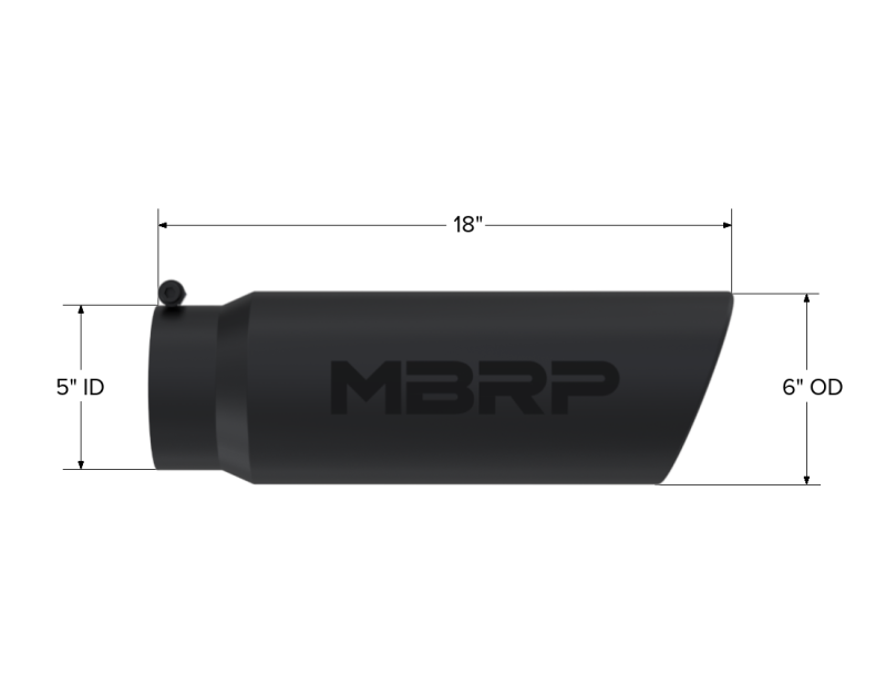 MBRP 6" OD Angled Rolled End 5" Inlet 18" Length Black Coated Exhaust Universal Tip T5125BLK