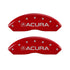 MGP 4 Caliper Covers Engraved Front & Rear Acura Red finish silver ch