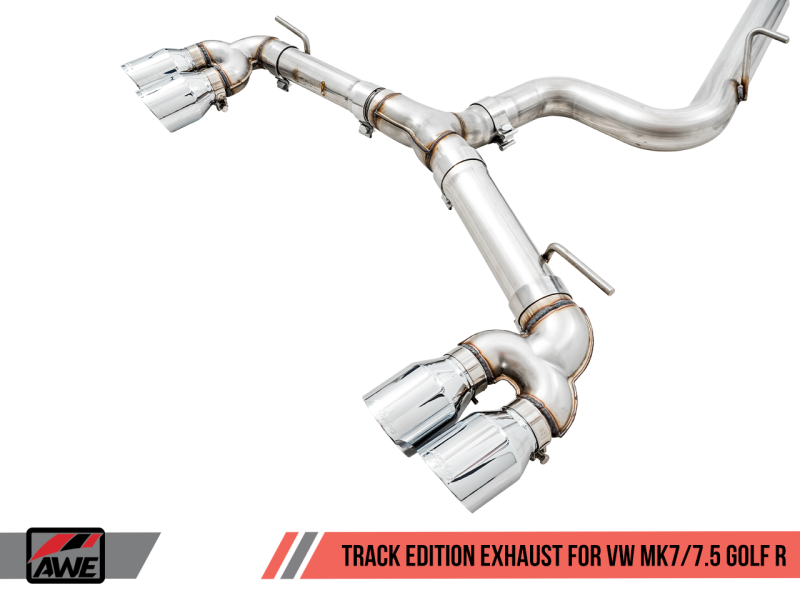 AWE Tuning Track Edition Exhaust for MK7 Golf R - Chrome Silver Tips, 102mm 3015-42134