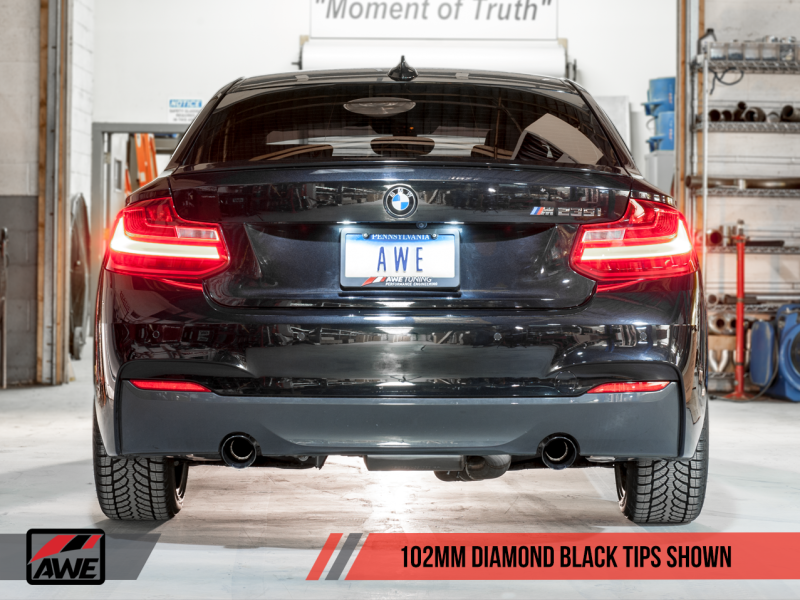 AWE Tuning Touring Edition Axle-back Exhaust for BMWF22 M235i/M240i-102mmDiamond Black Tips 3010-33034