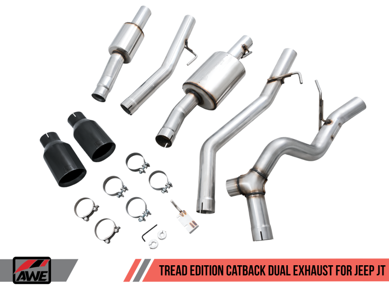 AWE Tuning Tread Edition Cat-Back Dual Exhaust Diamond Black Tip for Jeep Gladiator JT 3.6L 3015-33101