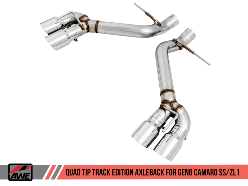 AWE Tuning Axle-back Exhaust Track Edition Quad Chrome Silver Tips for Chevrolet Camaro 3020-42067