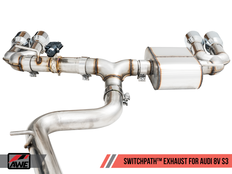 AWE Tuning SwitchPath Exhaust w/Chrome Silver Tips 102mm for Audi 8V S3 3025-42068