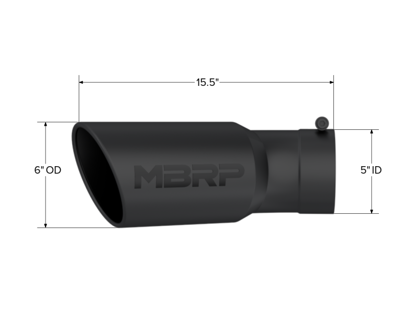 MBRP 6" OD 5" Inlet 15.5" Long 30 Deg Bend Black Universal Tip For 15-24 Duramax 2500/3500 T5154BLK