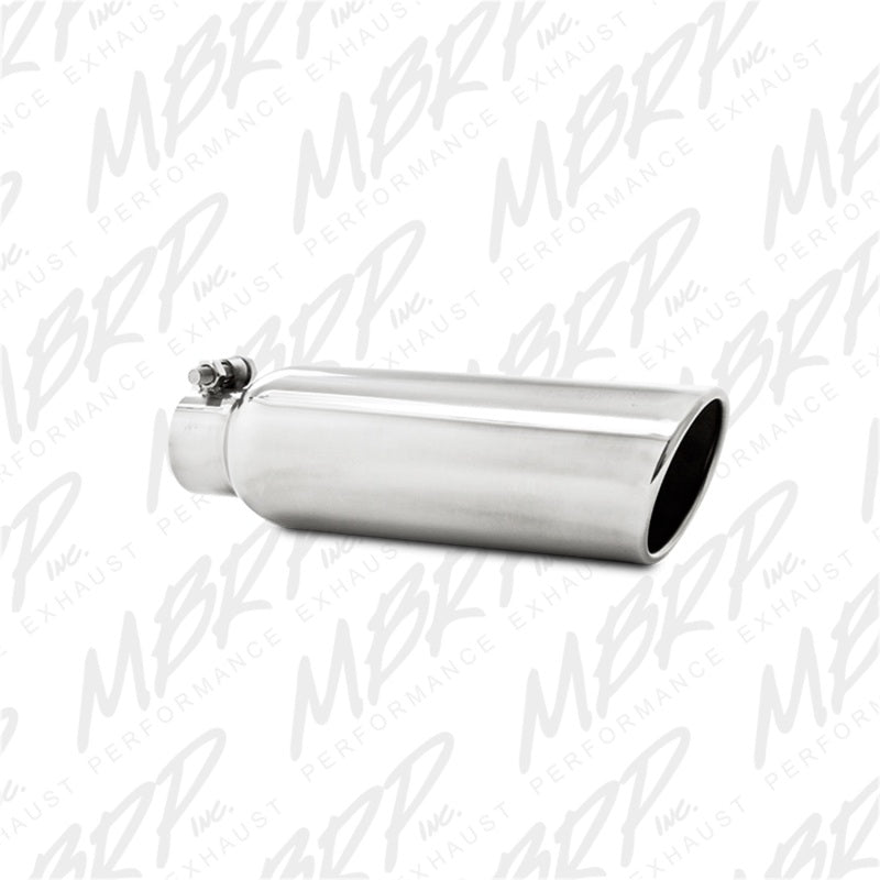 MBRP 3.5" OD, 2.25" Inlet, 12" L Angled Cut Rolled End Clampless No-Weld Universal Tip T304 - T5147