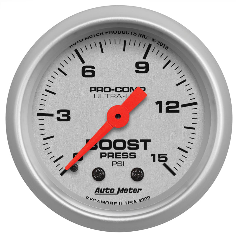 Autometer Ultra-Lite 2-1/16" 0-15 PSI Mechanical Boost Gauge - 4302