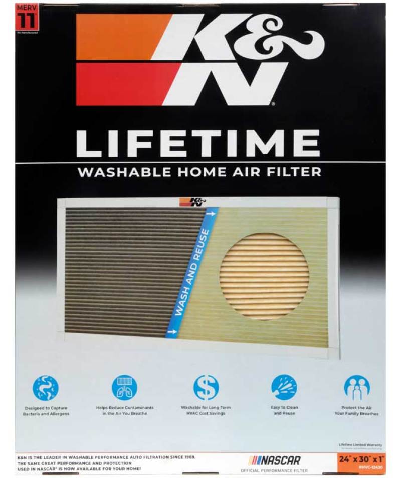 K&N 24 X 30 X 1, MERV 11 HVAC Filter - HVC-12430