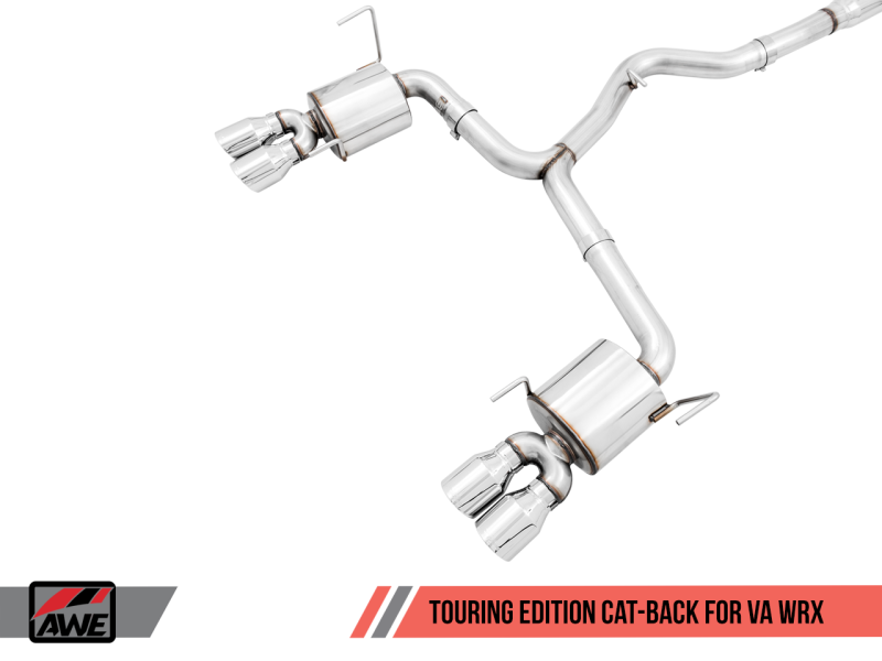 AWE Tuning Touring Edition Exhaust Chrome Silver Tips 102mm for 2015+ Subaru WRX VA Sedan 3015-42098