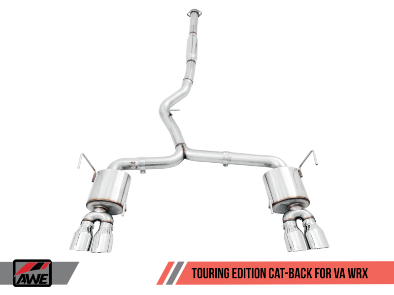 AWE Tuning Touring Edition Exhaust Chrome Silver Tips 102mm for 2015+ Subaru WRX VA Sedan 3015-42098