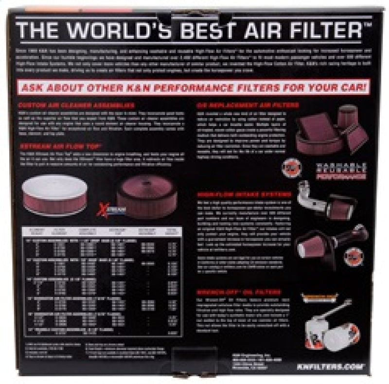 K&N Custom Air Filter Assembly - Round, Red - 5.125in ID x 14in OD x 3.87in H 60-1263