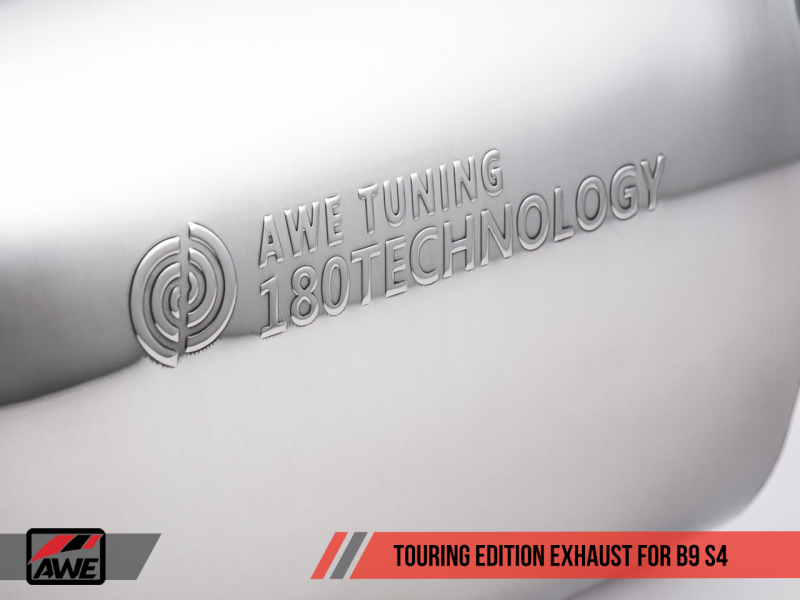 AWE Tuning Non-Resonated 102mm Diamond Black Tips Touring Edition Exhaust For Audi B9 S4 3010-43050