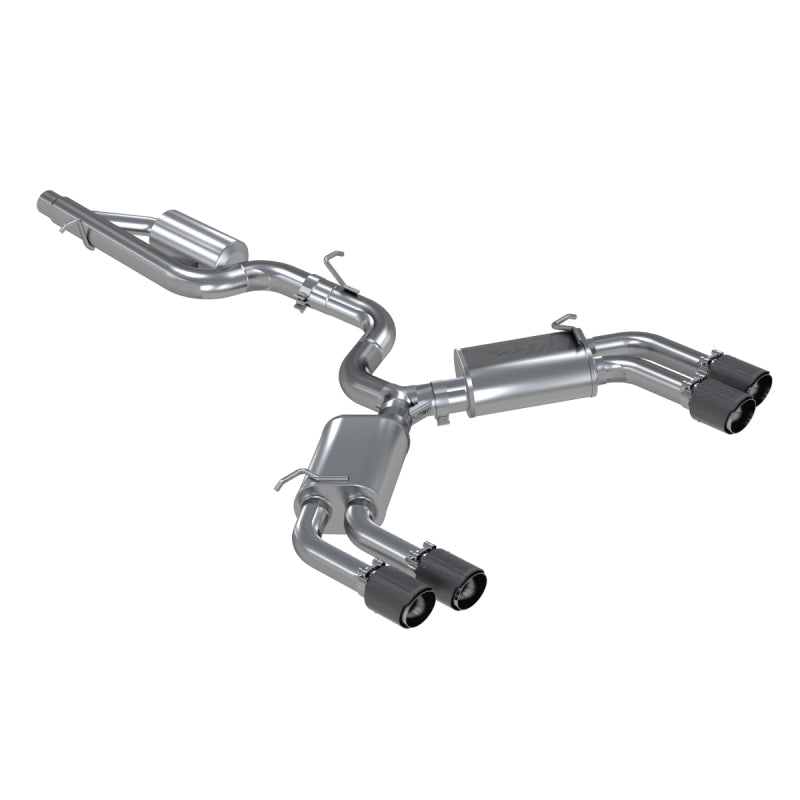MBRP 15-18 Audi S3 3"Quad Split Rear Exit w/ Carbon Fiber Tips - T304 Stainless Steel S46013CF