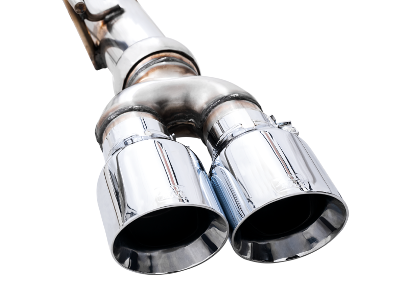 AWE Tuning 0FG Catback Split Rear Exit Exhaust - Quad Chrome Silver Tips 3015-42203