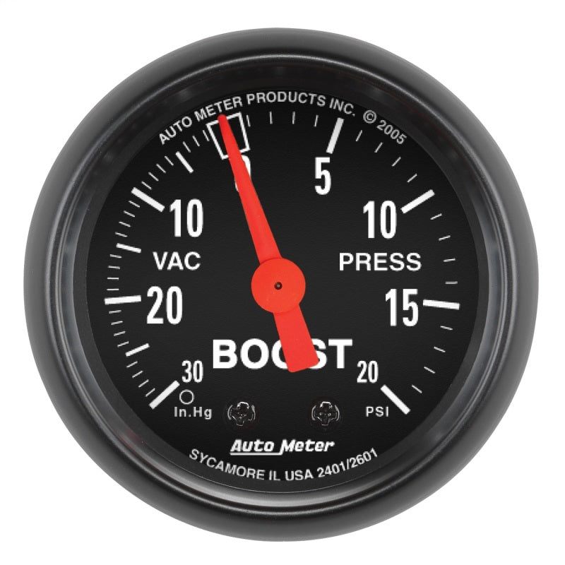 Autometer Z Series 2-1/16" 30 IN HG/20 PSI Mechanical Boost/Vacuum Gauge - 2601