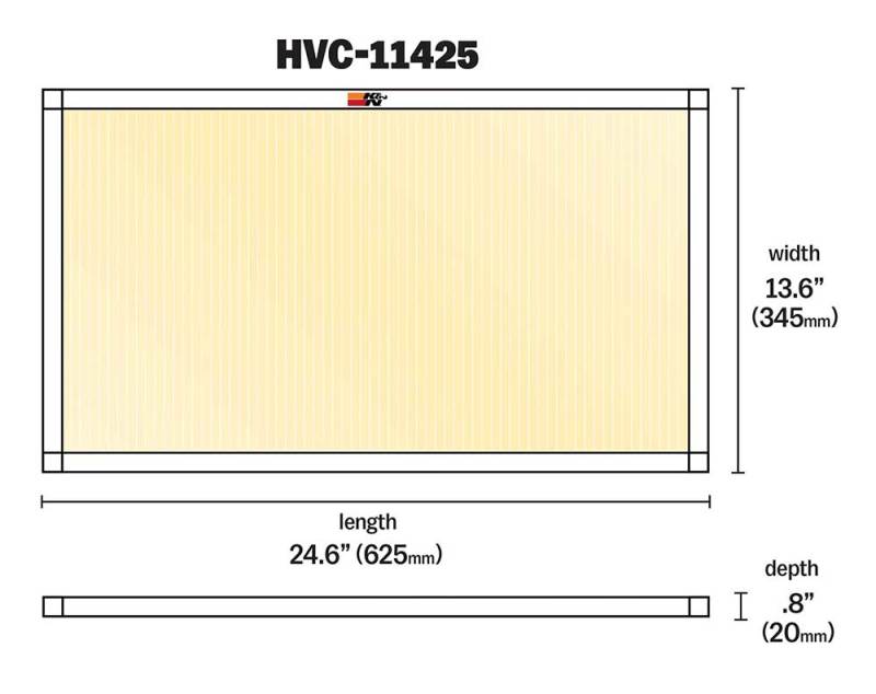 K&N 14 X 25 X 1, MERV 11 HVAC Filter - HVC-11425