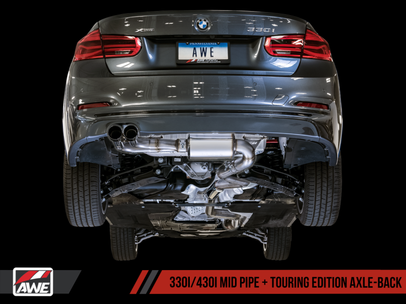 AWE Tuning Touring Edition Axle-Back Exhaust Single Side - 80mm Chrome Silver Tips 3010-22022