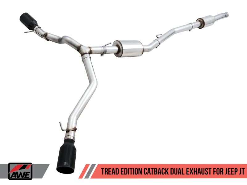 AWE Tuning Tread Edition Cat-Back Dual Exhaust Diamond Black Tip for Jeep Gladiator JT 3.6L 3015-33101