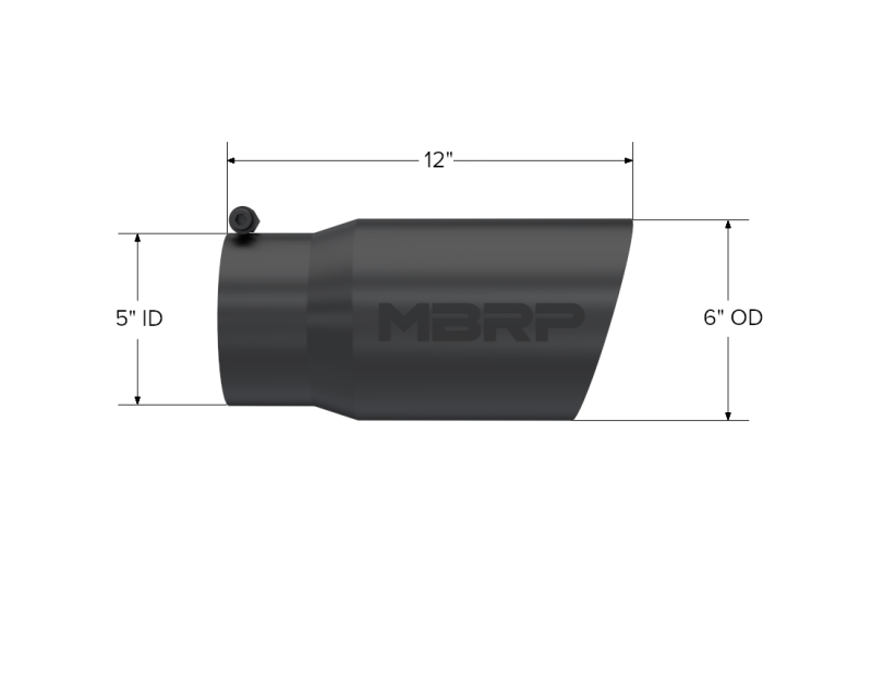 MBRP 6" O.D. Dual Wall Angled 5" inlet 12" length Black Coated Universal Tip - T5074BLK