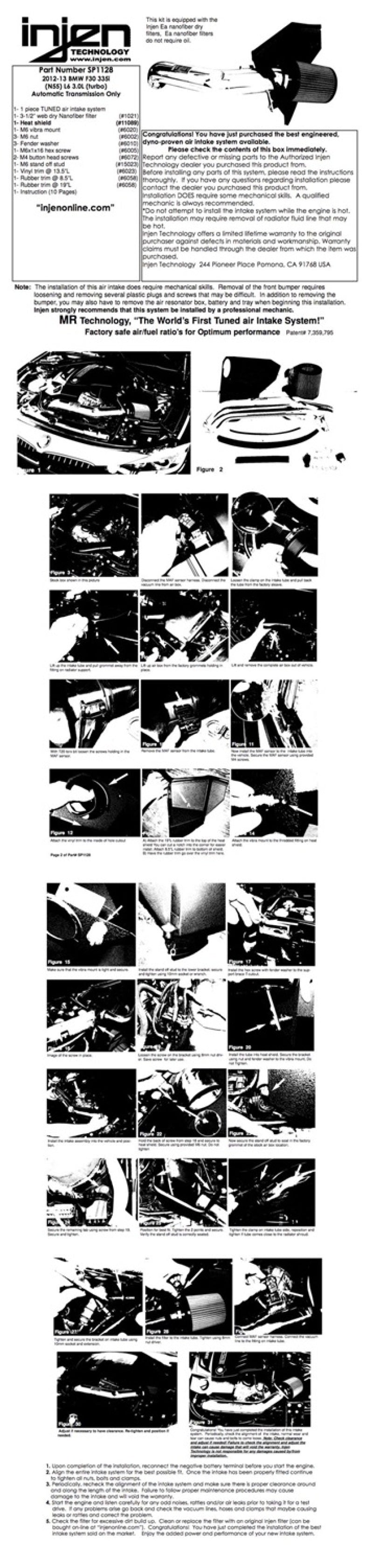Injen Wrinkle Black SP Short Ram Cold Air Intake System w/ MR Tech - SP1128WB