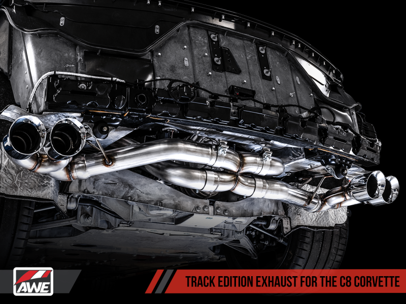 AWE Tuning Track Edition Exhaust - Quad Chrome Silver Tips for 20 Chevrolet Corvette (C8) 3020-42080