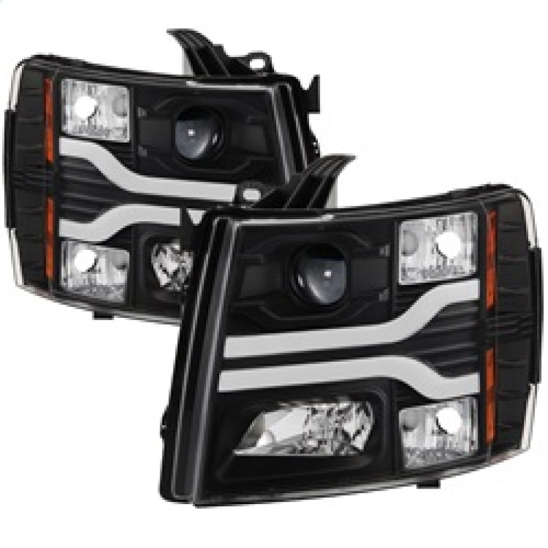 Spyder Chevy Silverado 1500 07-13 Version 3 Projector Headlights - Black PRO-YD-CS07V3-LBDRL-BK