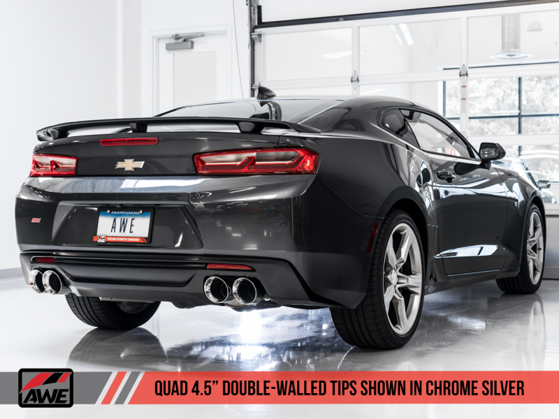 AWE Tuning Axle-back Exhaust Track Edition Quad Chrome Silver Tips for Chevrolet Camaro 3020-42067