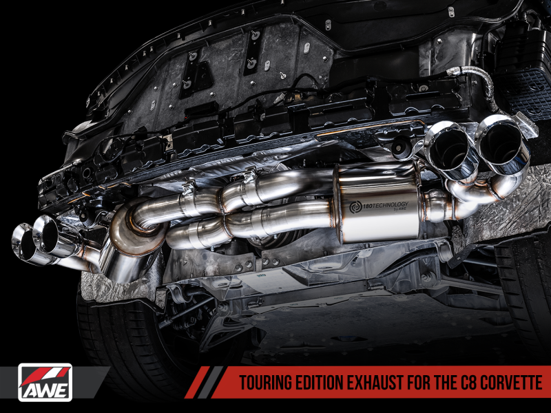 AWE Tuning Touring Edition Exhaust Quad Diamond Black Tips for 2020 Chevrolet Corvette C8 3015-43159