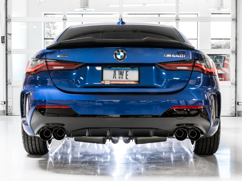 AWE Tuning Non-Resonated Diamond Black Tips Touring Edition Exhaust for G2X M340i / M440i 3015-43156