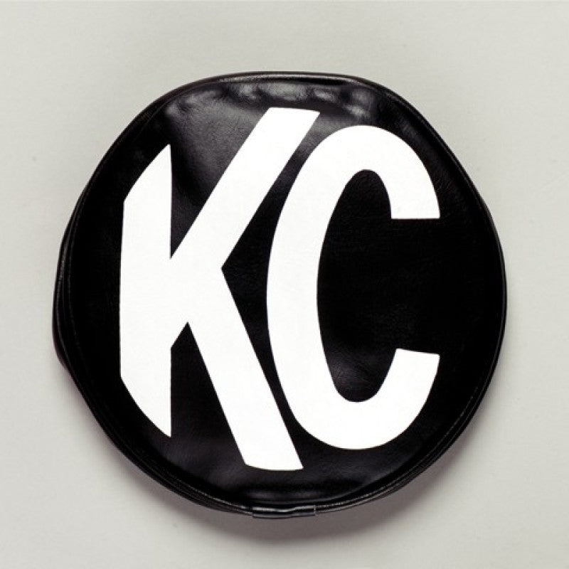 KC HiLiTES 6in. Round Soft Cover (Pair) - Black w/White KC Logo