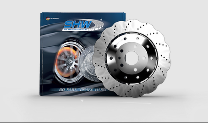 SHW 14-18 Audi RS7 4.0L Rear Cross-Drilled Lightweight Wavy Brake Rotor (4G8615601E)