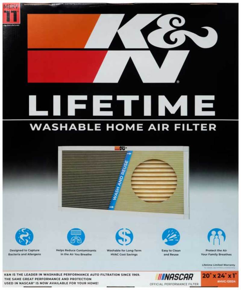 K&N 20 X 24 X 1, MERV 11 HVAC Filter - HVC-12024